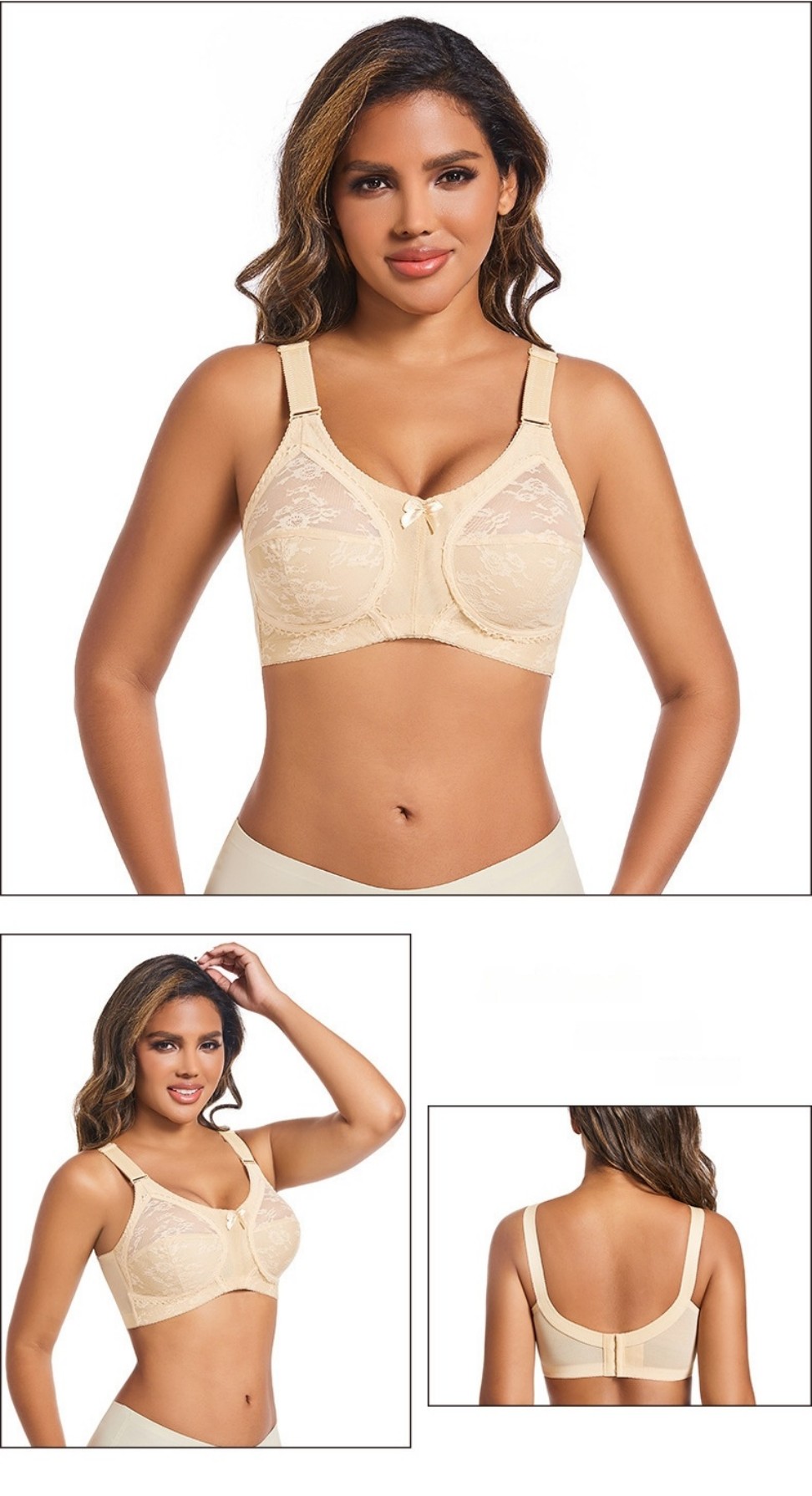 Womens Plus Size Bras Sexy Lace Ultra Thin Bras Wireless Anti Sagging Bra